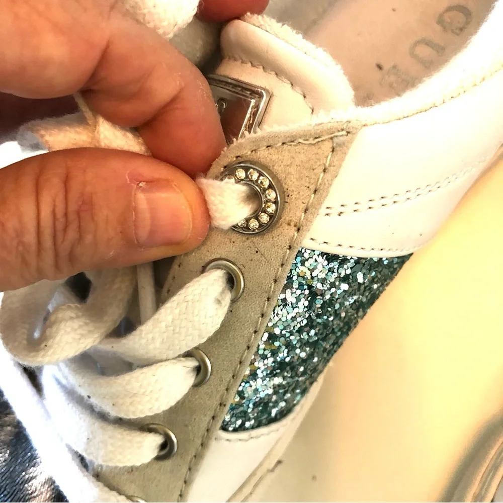 Guess Loven Low Profile Sneaker White Ocean Leopard Women’s 6.5 Animal Print